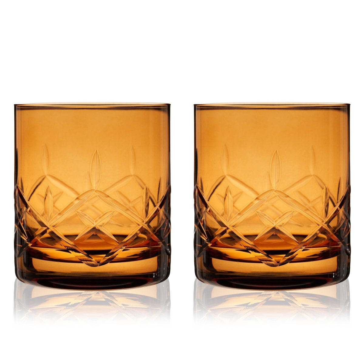 Admiral Crystal Rocks Glasses in Amber Set of 2 - HOUSE OF SHE