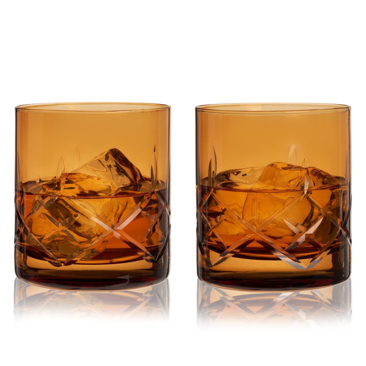 Admiral Crystal Rocks Glasses in Amber Set of 2 - HOUSE OF SHE