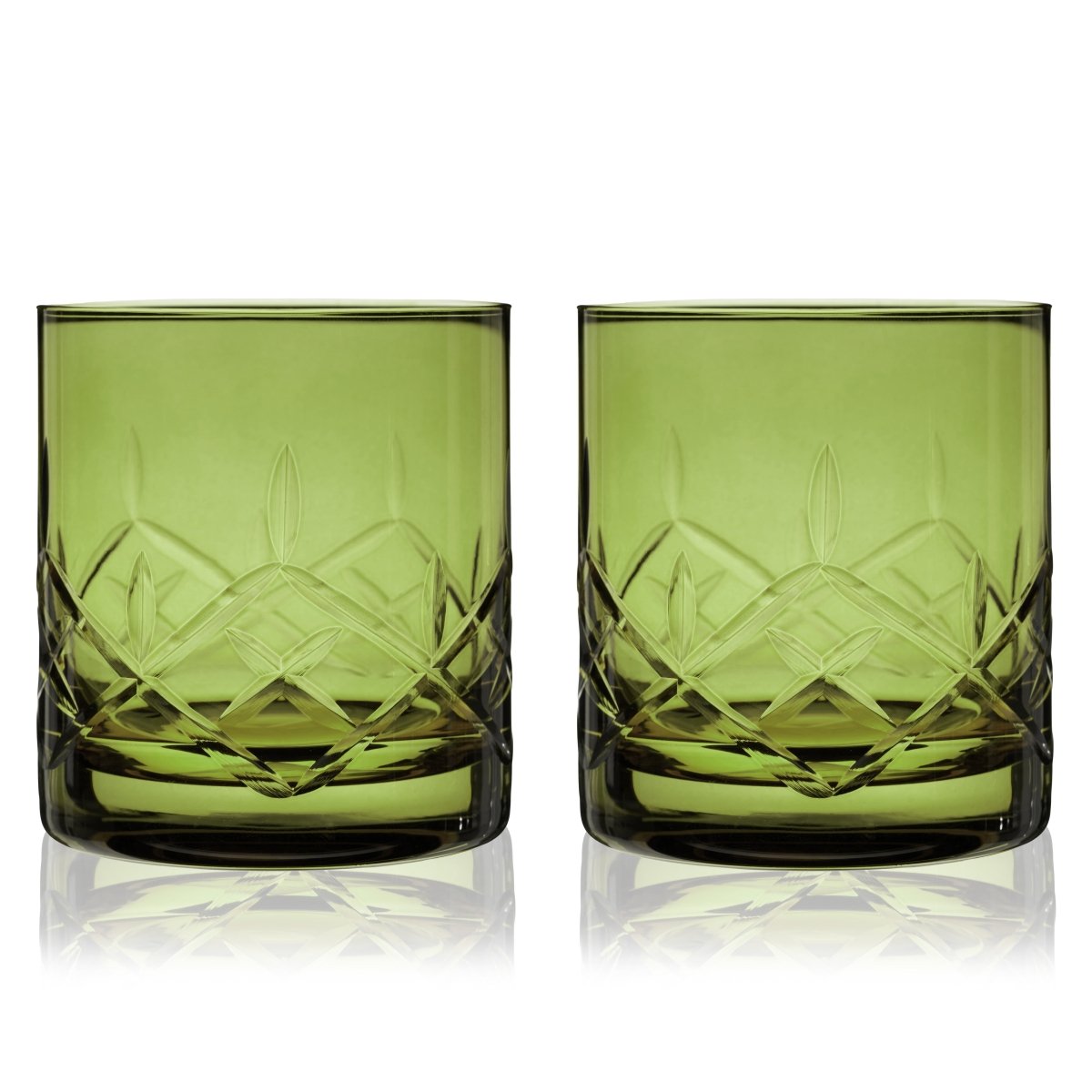 Admiral Crystal Rocks Glasses in Green Set of 2 - HOUSE OF SHE