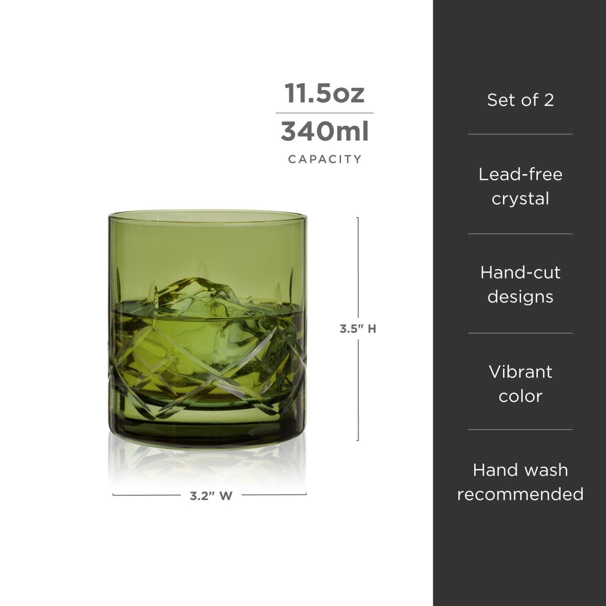 Admiral Crystal Rocks Glasses in Green Set of 2 - HOUSE OF SHE