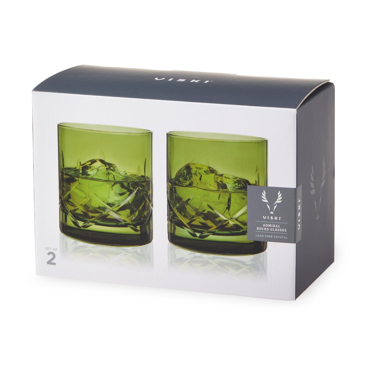 Admiral Crystal Rocks Glasses in Green Set of 2 - HOUSE OF SHE