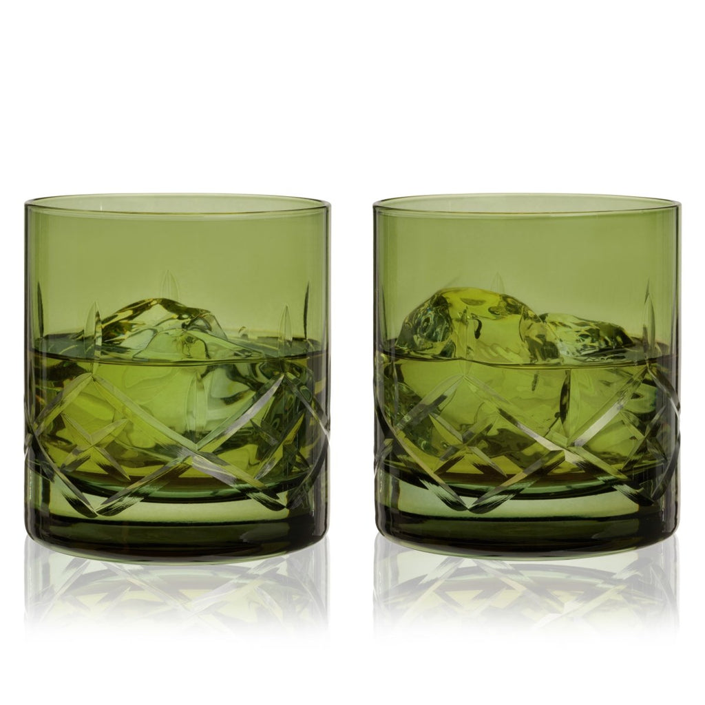 Admiral Crystal Rocks Glasses in Green Set of 2 - HOUSE OF SHE
