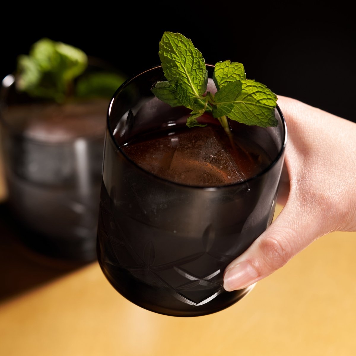 Admiral Crystal Rocks Glasses in Smoke Set of 2 - HOUSE OF SHE