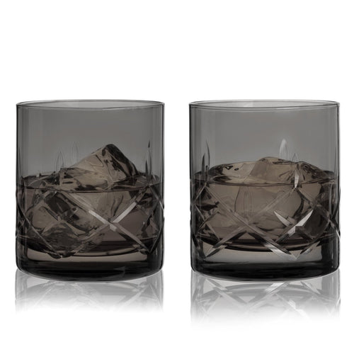 Admiral Crystal Rocks Glasses in Smoke Set of 2 - HOUSE OF SHE