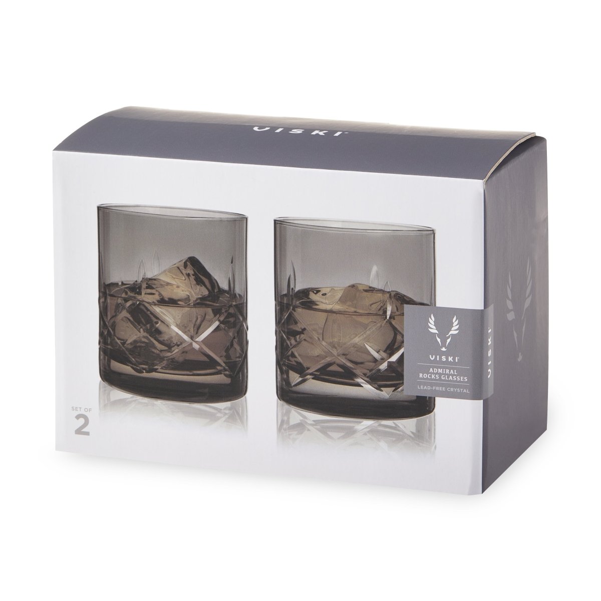 Admiral Crystal Rocks Glasses in Smoke Set of 2 - HOUSE OF SHE
