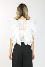 Adonis Ruffled Lace Crop Blouse - HOUSE OF SHE