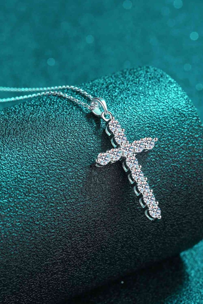 Adored 925 Sterling Silver Cross Moissanite Necklace - HOUSE OF SHE
