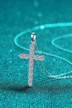 Adored 925 Sterling Silver Cross Moissanite Necklace - HOUSE OF SHE