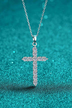Adored 925 Sterling Silver Cross Moissanite Necklace - HOUSE OF SHE