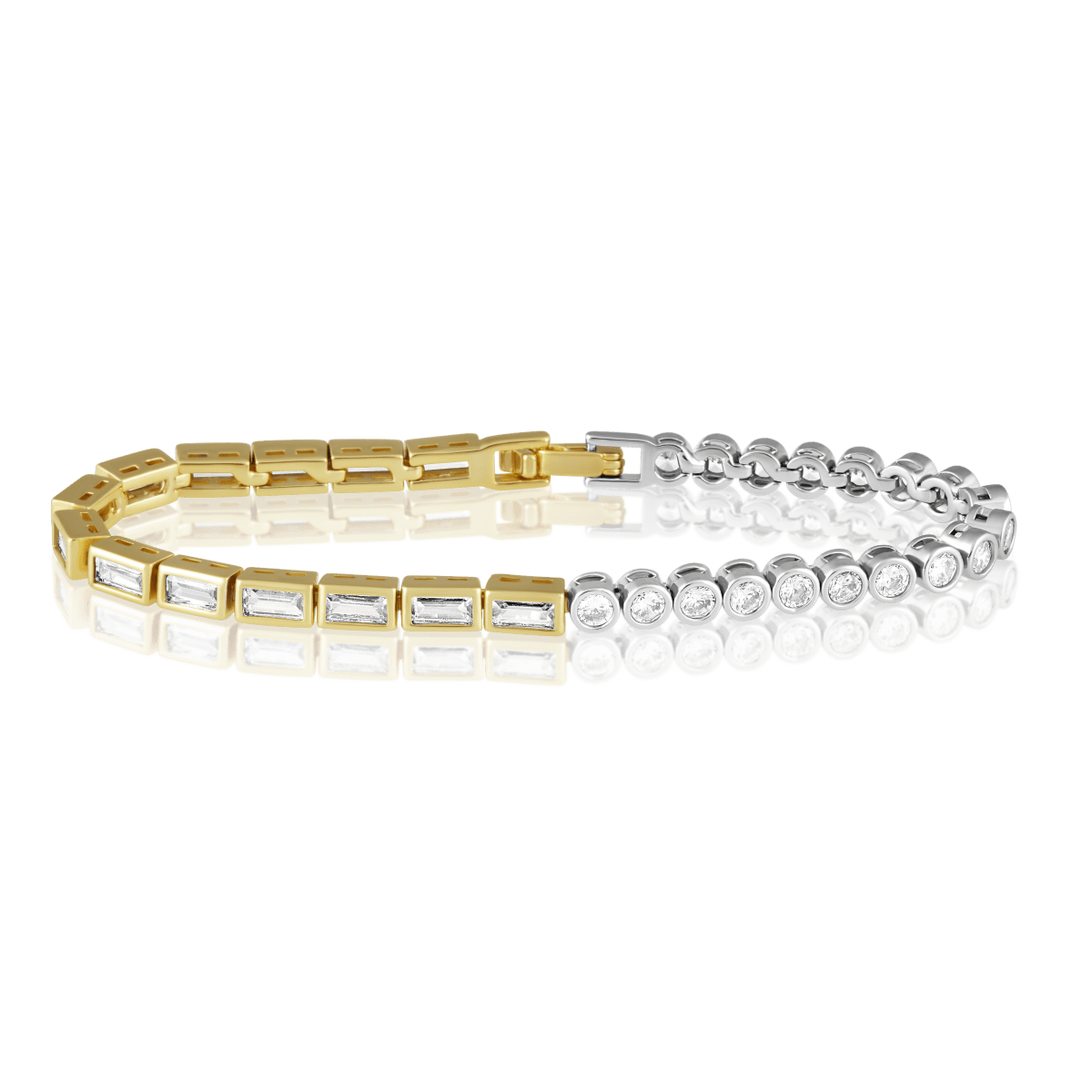 Adrian Two - Tone Bezel Tennis Bracelet - HOUSE OF SHE