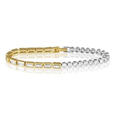 Adrian Two - Tone Bezel Tennis Bracelet - HOUSE OF SHE