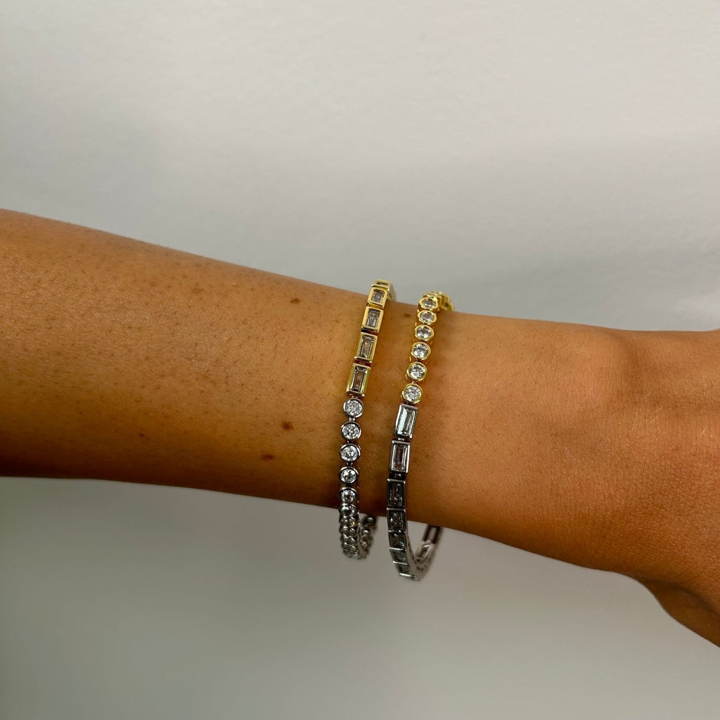 Adrian Two - Tone Bezel Tennis Bracelet - HOUSE OF SHE