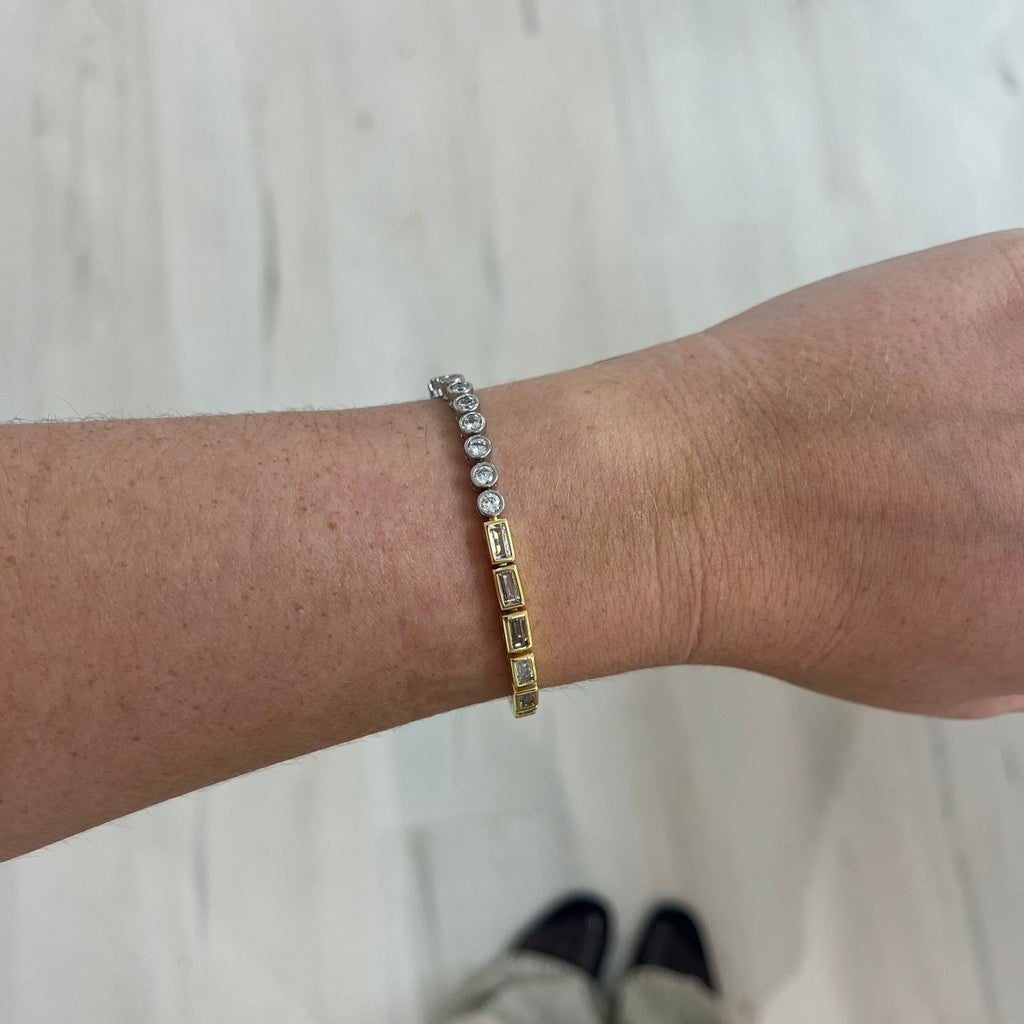 Adrian Two - Tone Bezel Tennis Bracelet - HOUSE OF SHE