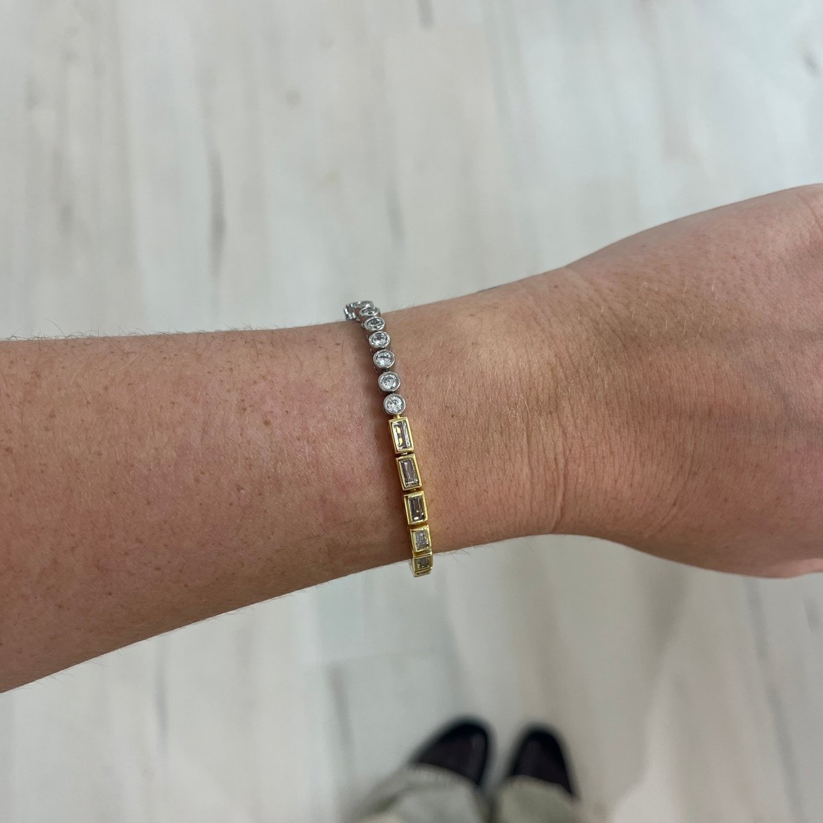 Adrian Two - Tone Bezel Tennis Bracelet - HOUSE OF SHE