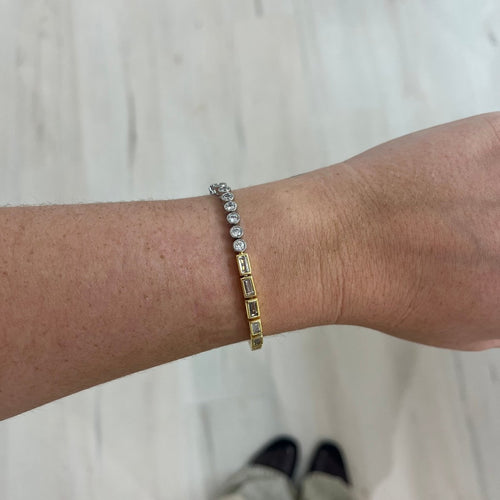 Adrian Two - Tone Bezel Tennis Bracelet - HOUSE OF SHE