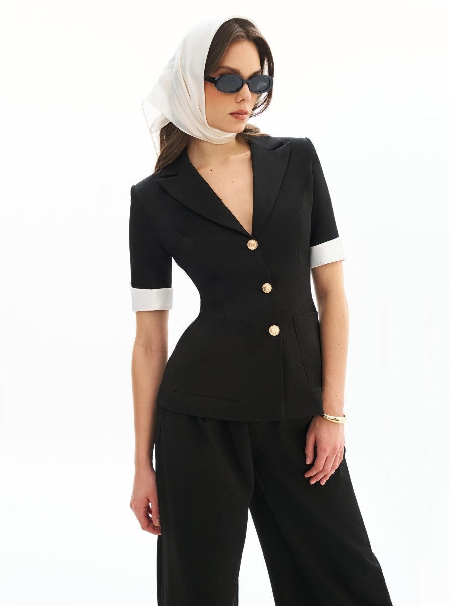 Aleena Short Sleeve Business Casual Blazer - HOUSE OF SHE