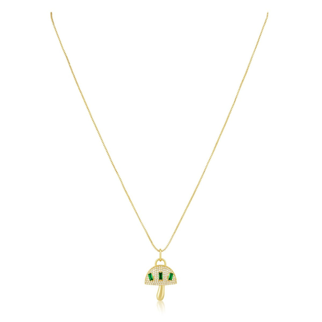 Alice Emerald Mushroom Pendant Necklace - HOUSE OF SHE