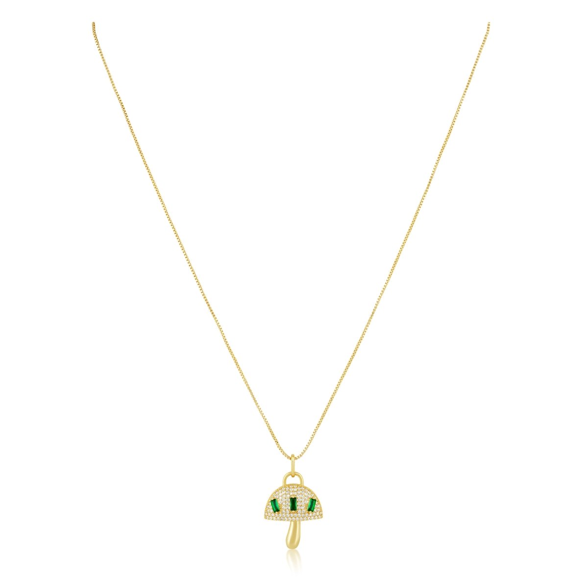 Alice Emerald Mushroom Pendant Necklace - HOUSE OF SHE