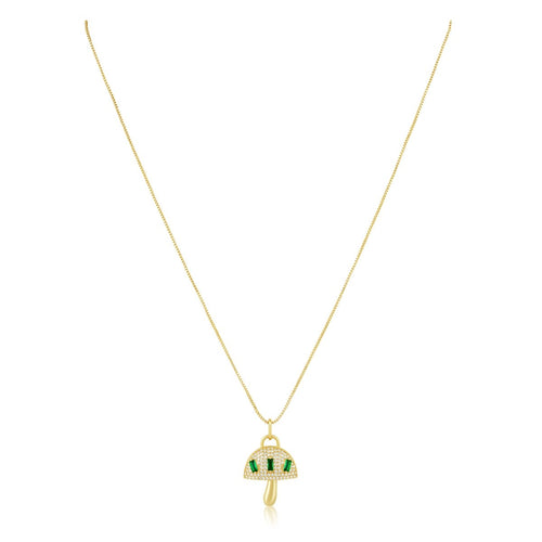Alice Emerald Mushroom Pendant Necklace - HOUSE OF SHE