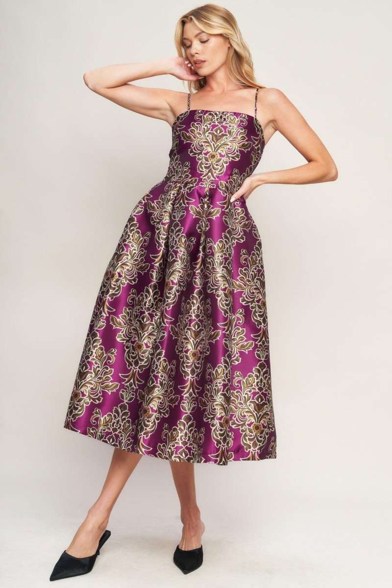 ALONG THE WAY WOVEN MIDI DRESS - HOUSE OF SHE