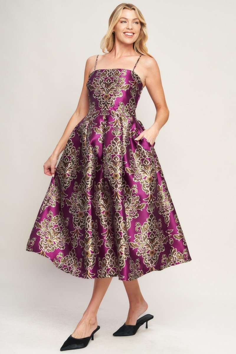 ALONG THE WAY WOVEN MIDI DRESS - HOUSE OF SHE