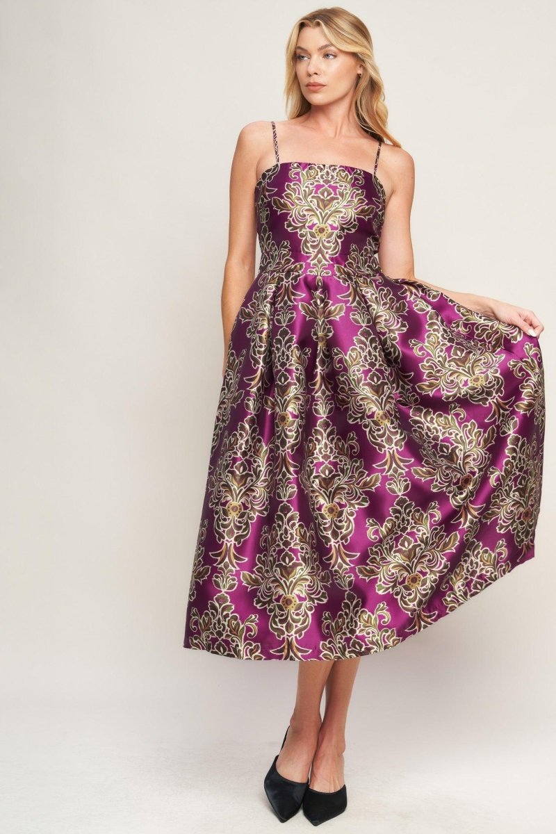 ALONG THE WAY WOVEN MIDI DRESS - HOUSE OF SHE