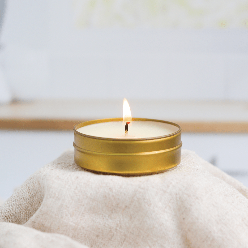 Amber + Patchouli - 1.5 oz. Gold Tin Soy Candle - HOUSE OF SHE