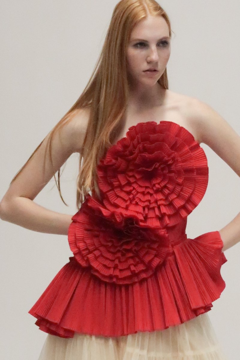 Angel 3D Pleated Flower Tube Bustier Top - HOUSE OF SHE