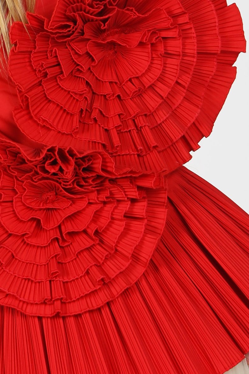 Angel 3D Pleated Flower Tube Bustier Top - HOUSE OF SHE