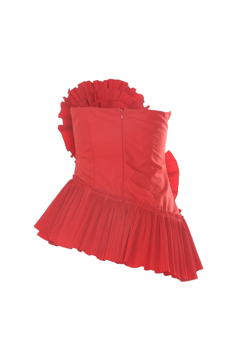Angel 3D Pleated Flower Tube Bustier Top - HOUSE OF SHE