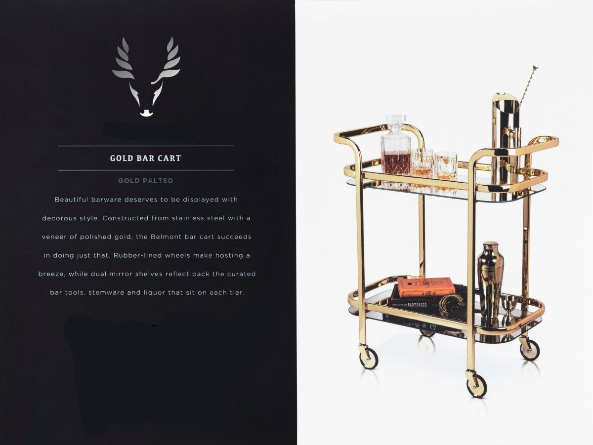 Antique Gold Bar Cart - HOUSE OF SHE