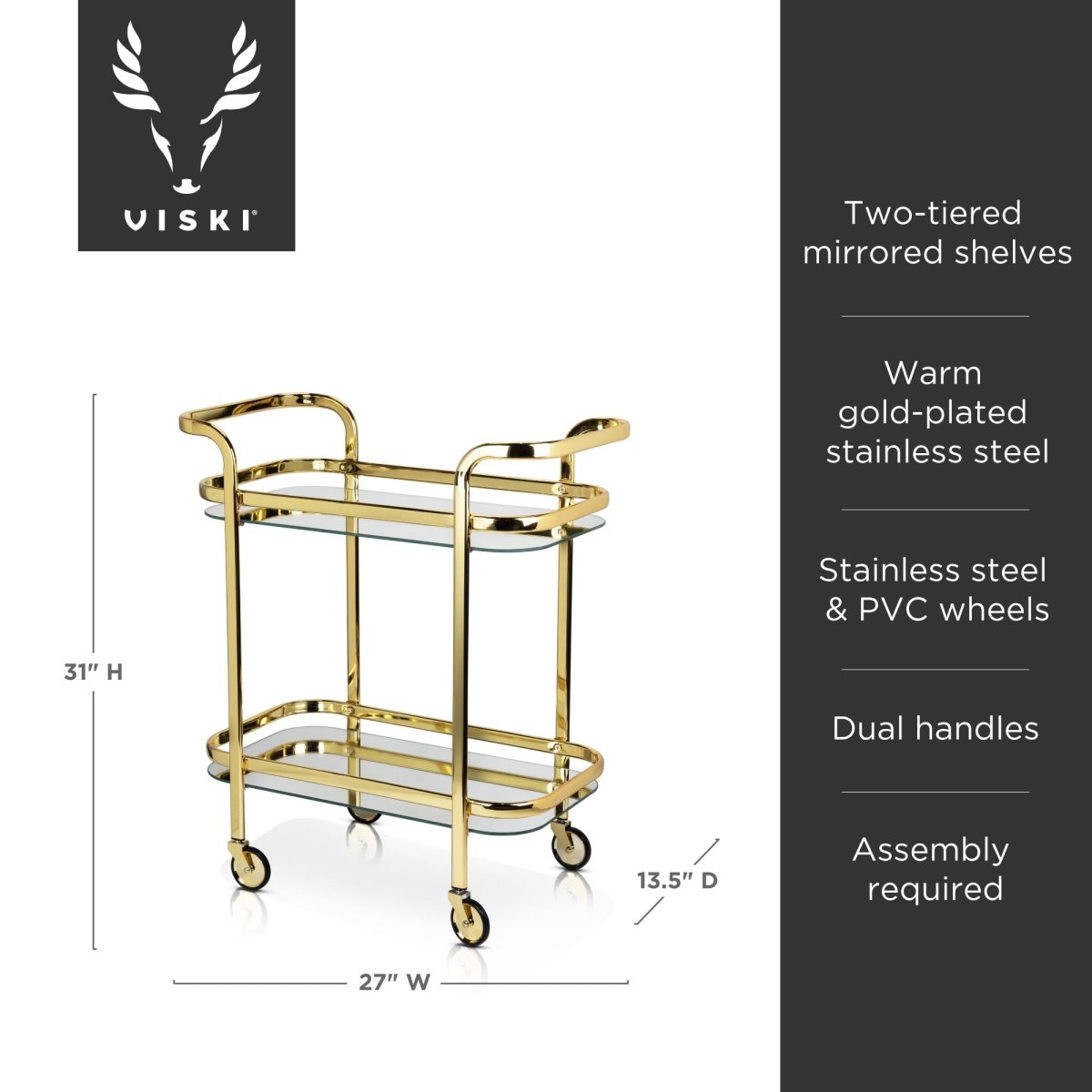 Antique Gold Bar Cart - HOUSE OF SHE