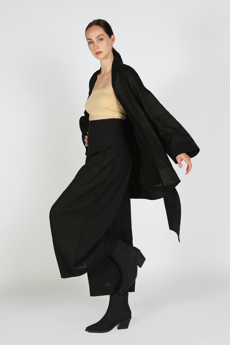 Astana Linen Robe Jacket - HOUSE OF SHE