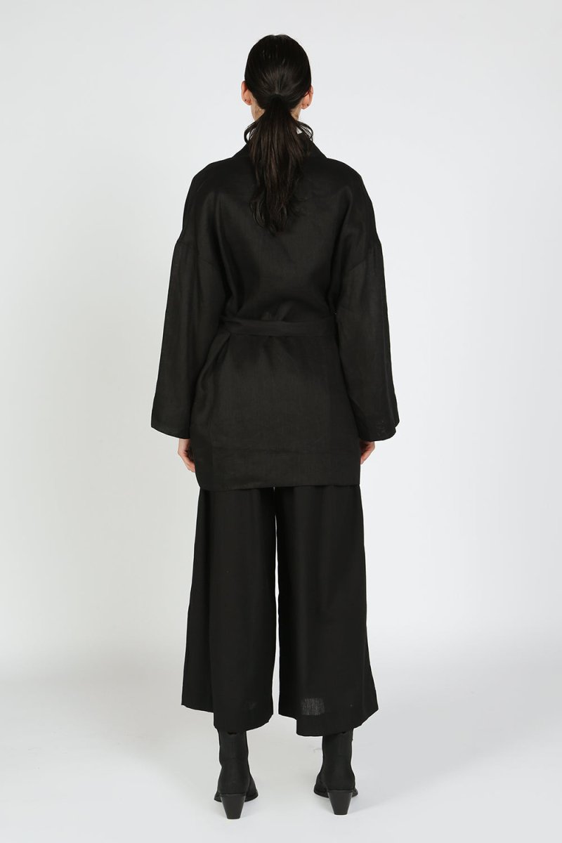 Astana Linen Robe Jacket - HOUSE OF SHE