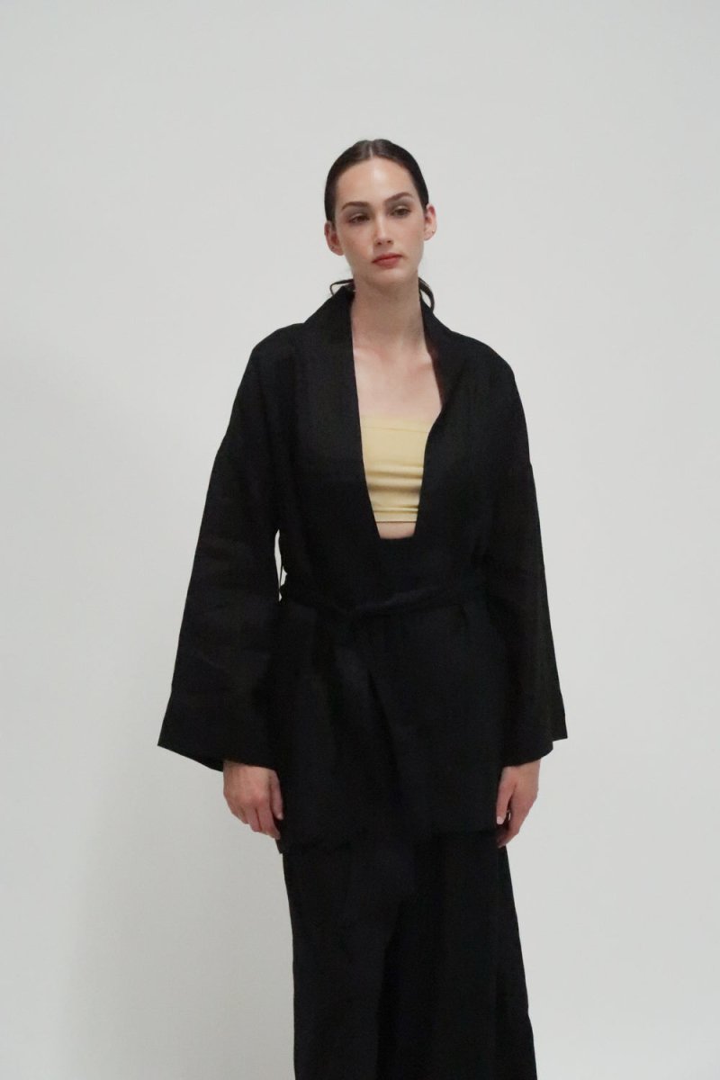 Astana Linen Robe Jacket - HOUSE OF SHE