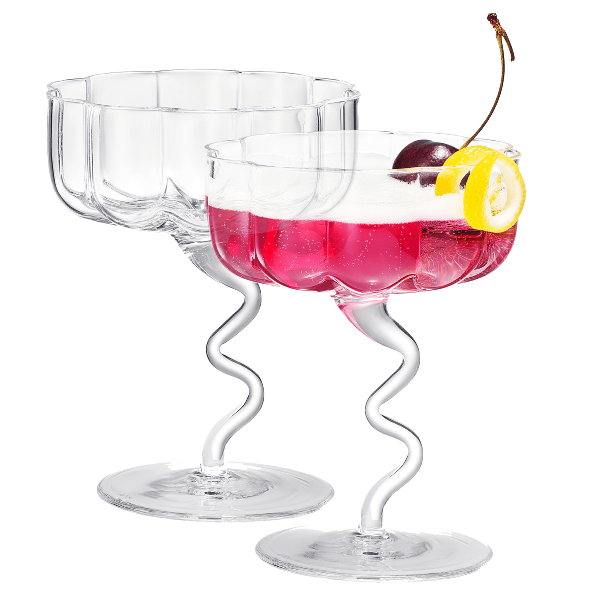 Asteria Champagne Coupe Cocktail Glassware, Clear, Set of 2 - HOUSE OF SHE