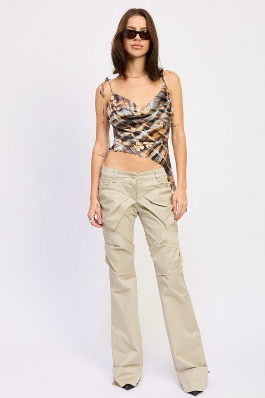 ASYMMETRICAL COWL NECK CAMI TOP - HOUSE OF SHE