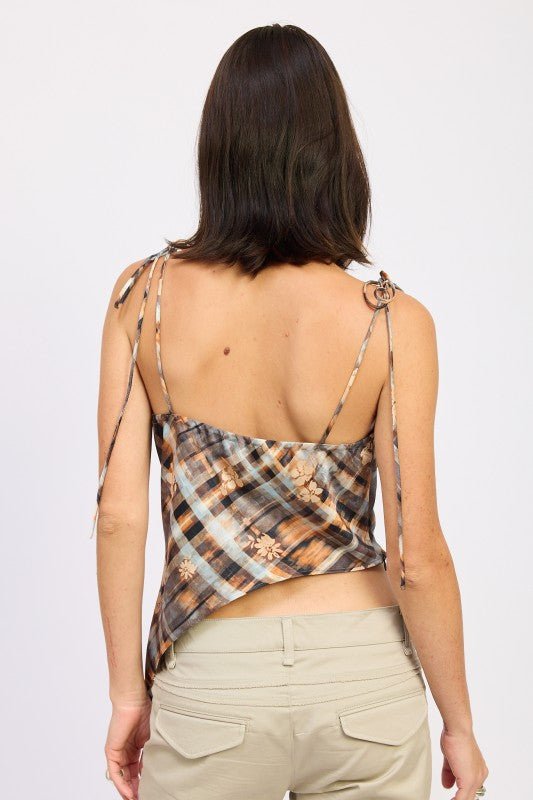 ASYMMETRICAL COWL NECK CAMI TOP - HOUSE OF SHE