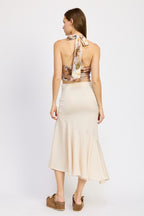 Asymmetrical Ruffle Hem Skirt - HOUSE OF SHE