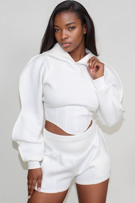 Athina Stay Comfy hoodie shorts set - HOUSE OF SHE