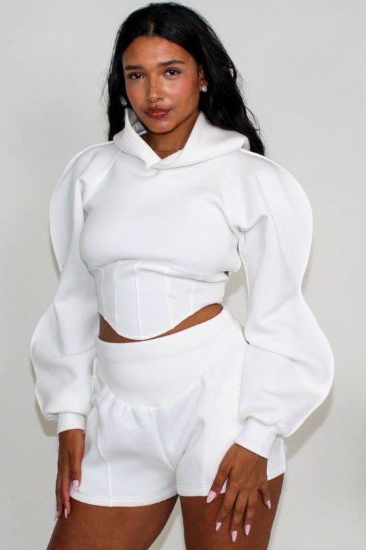 Athina Stay Comfy hoodie shorts set - HOUSE OF SHE