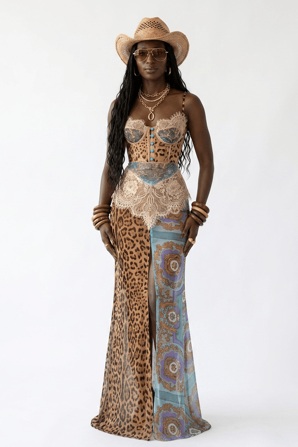 Audacious Lace Printed Maxi Dress