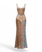 Audacious Lace Printed Maxi Dress - HOUSE OF SHE