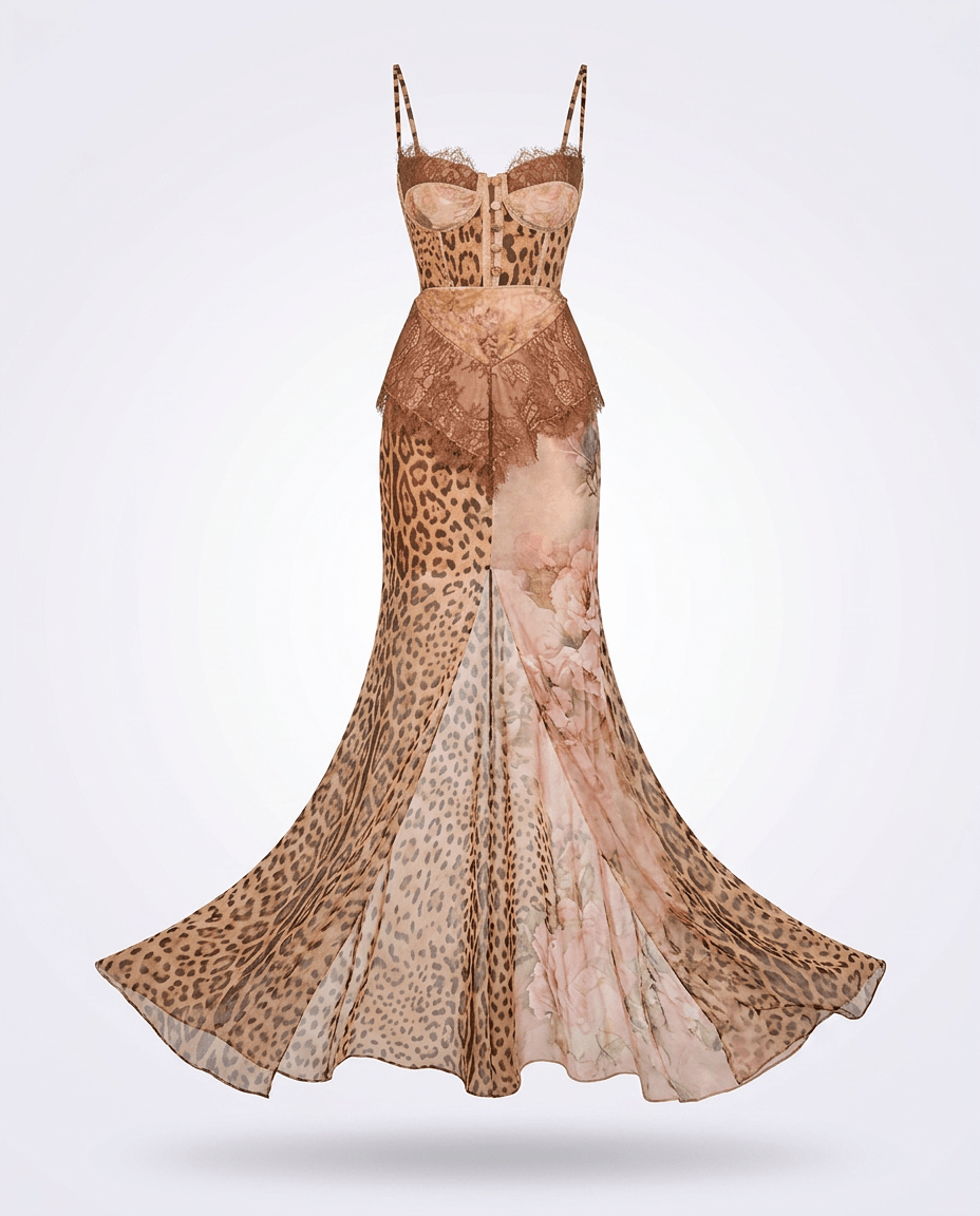 Audacious Lace Printed Maxi Dress - HOUSE OF SHE