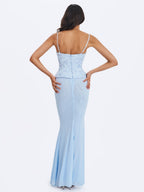 Aurielle Baby Blue Sweetheart Mermaid Peplum Maxi Dress - HOUSE OF SHE