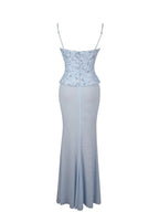 Aurielle Baby Blue Sweetheart Mermaid Peplum Maxi Dress - HOUSE OF SHE
