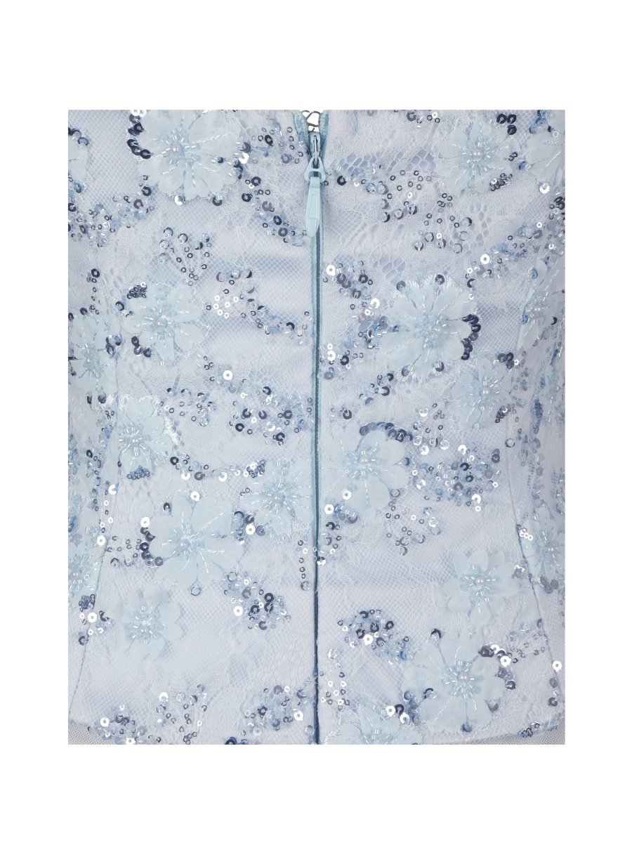 Aurielle Baby Blue Sweetheart Mermaid Peplum Maxi Dress - HOUSE OF SHE