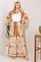AWAITING LOVE WOVEN KIMONO COVER UP AND PANT SET - HOUSE OF SHE