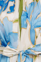 AZURE BLOOM HALTER WOVEN MINI DRESS - HOUSE OF SHE