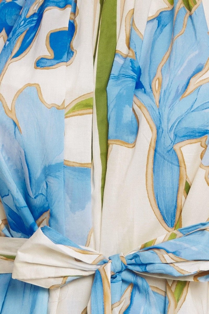 AZURE BLOOM HALTER WOVEN MINI DRESS - HOUSE OF SHE